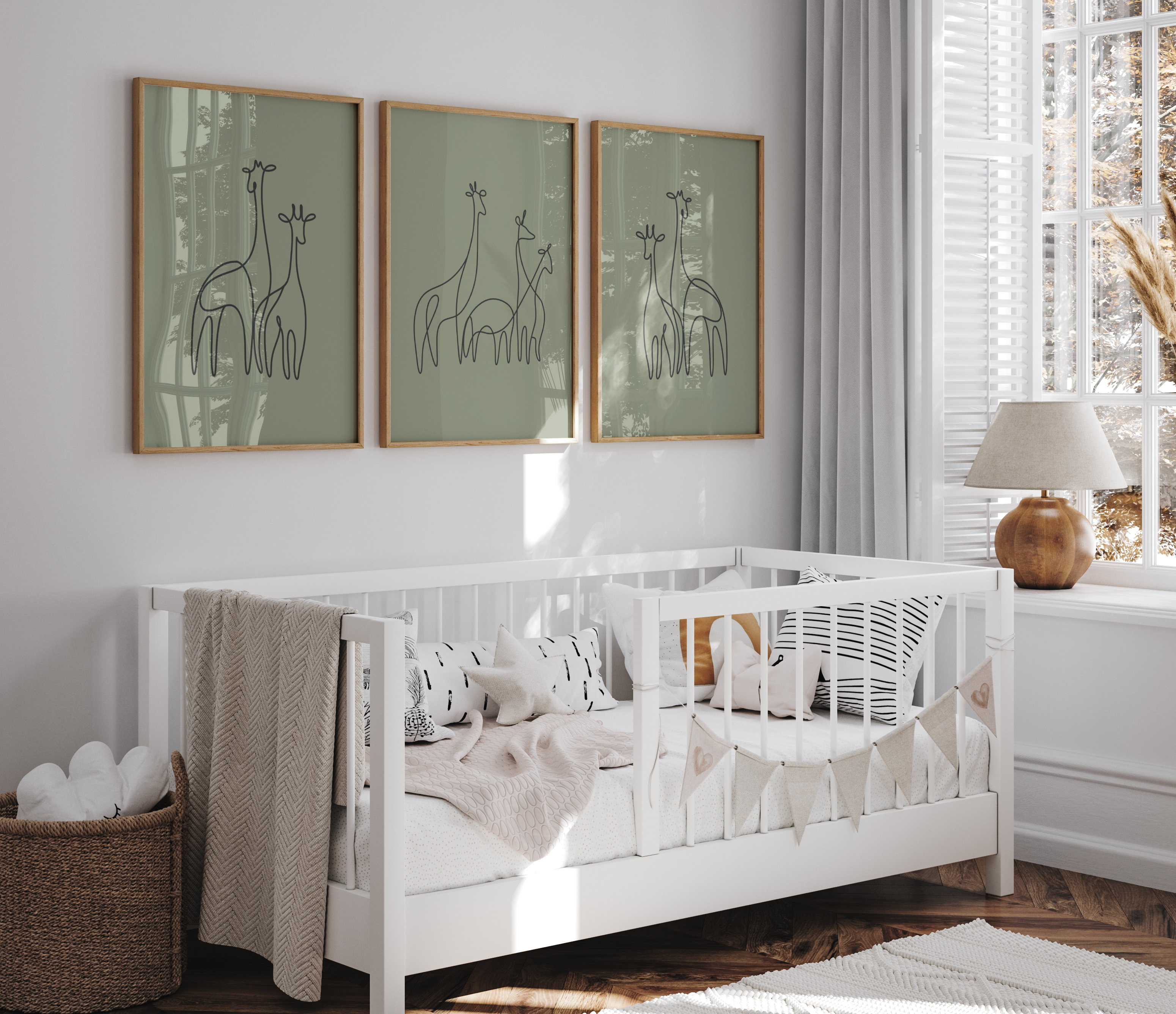 Graceful Giraffes- Minimal Line Art Print - 3 Set Bundle